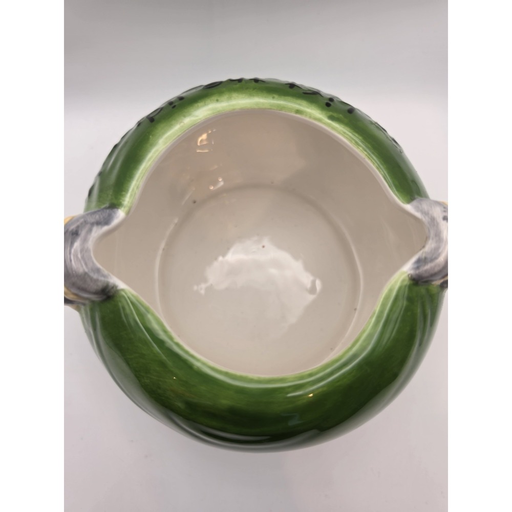 Pumpkin Head Rhyming Green Treat Jar Candy Halloween 6" Canister Ceramic Vigor - Picture 5 of 8